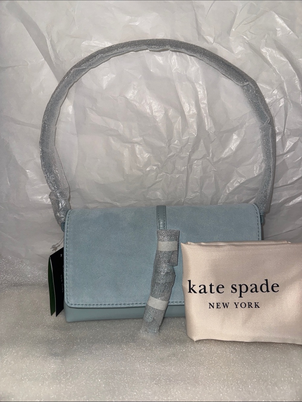 kate spade Light Blue Suede Crossbody Bag